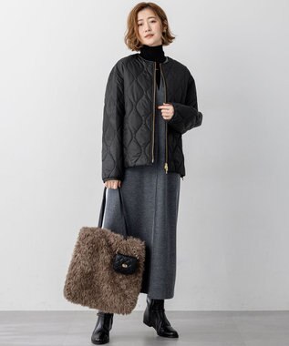 23区 フェイクファー トートバッグ ベージュ系