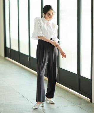 #Newans ロマンティックフリルディテールシャツ ホワイト