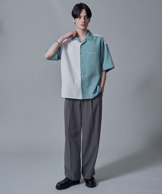 WEGO 【速乾/しわになりにくい/MLサイズ展開】ドライポリカラーブロックシャツ（SS） サックス