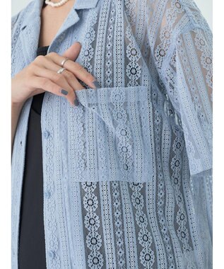 earth music&ecology フラワーレースシャツ Sax