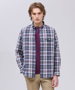 J.PRESS MEN 【Aero Weave】クールマックス サッカーシャツ / B.D. ブラウン系3