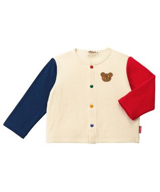 MIKI HOUSE HOT BISCUITS 【70-110cm】 接結天竺素材 ワンポイントカーディガン マルチカラー