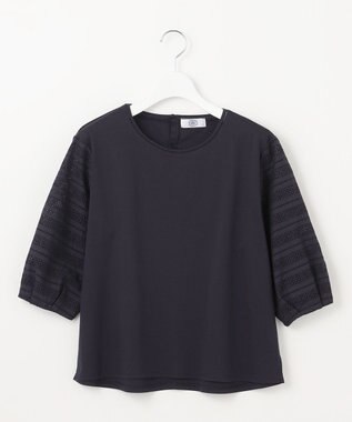 J.PRESS LADIES L 【WEB限定カラーあり】スムースジャージー 刺繍スリーブ カットソー ネイビー系