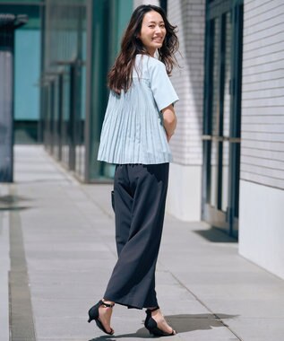 J.PRESS LADIES 【洗える】Crispyツイル ストレート パンツ ブラック系