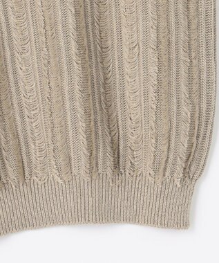 自由区 【XSサイズ～】リネンフリンジディテールフレンチスリーブ ニット ベージュ系