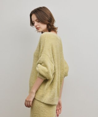 GRACE CONTINENTAL ラメフェザーニットトップ イエロー