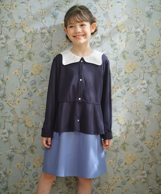 組曲 KIDS 【UVカット・接触冷感】【110-140㎝】サラリとスナップ カーディガン ネイビー