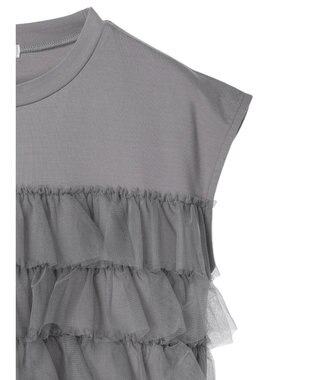 Green Parks フレンチスリーブチュールティアードプルオーバー Gray