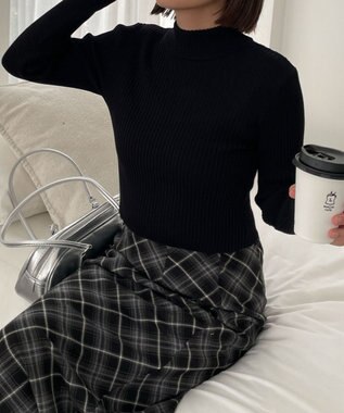 WEGO リブハイネックショートニット ブラック