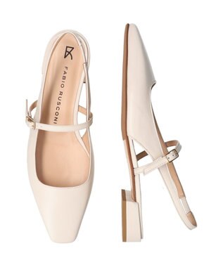 INTER-CHAUSSURES 【FABIO RUSCONI】スクエアトウワンストラップバックバンド アイボリー