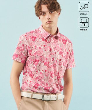 23区GOLF 【MEN】【UVケア/吸水速乾】スプリングフラワー柄 半袖ポロシャツ ピンク系5