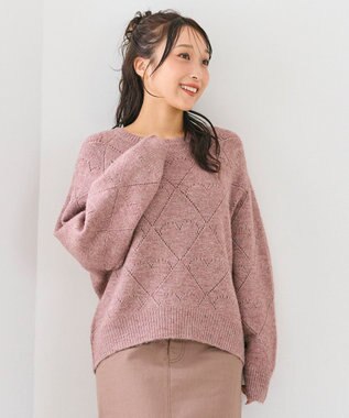 Feroux ハート柄ニット プルオーバー ピンク系