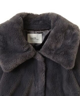 earth music&ecology ファーショートコート チャコールグレー