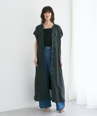 YECCA VECCA ミリタリースキッパーシャツワンピース Charcoal Gray