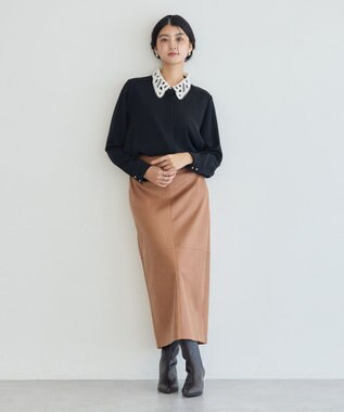 YECCA VECCA レザーライクナロースカート Camel