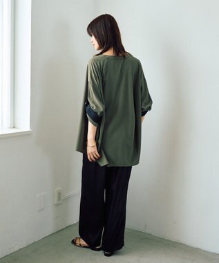 YECCA VECCA ヴィンテージサテンストレートパンツ Black