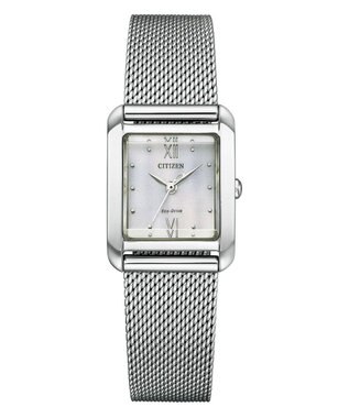 CITIZEN 【光発電エコ・ドライブ】ハンサムなスクエアケース 替えバンド付き シルバー ブルー シルバー
