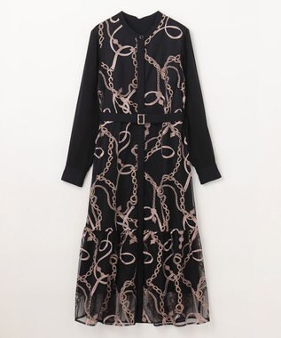 GRACE CONTINENTAL チェーン刺繍ワンピース ブラック