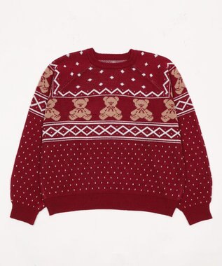 WEGO ノルディックベアニットプルーバー ワイン