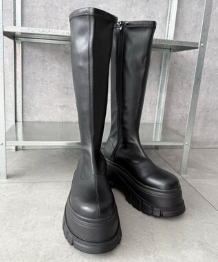 WEGO 厚底ボリュームロングブーツ ブラック