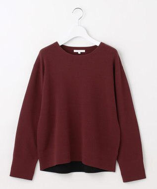 自由区 L 【カタログ掲載】レーヨンストレッチベーシックシルエット ニット ボルドー