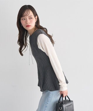 earth music&ecology フレアニットベスト Dark Gray