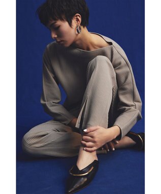 uncrave プリーツリブ スリットパンツ グレージュ