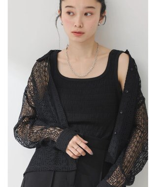earth music&ecology シャーリングタンクトップ Black