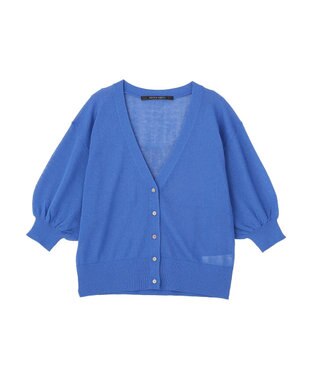 YECCA VECCA シアーニットVネックカーディガン Blue