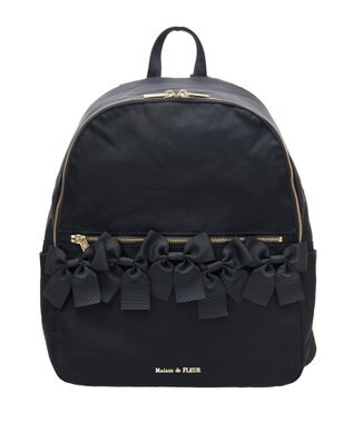 Maison de FLEUR 撥水加工フロントリボンリュック Black