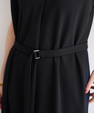 YECCA VECCA ベルテッドプリーツ切替ワンピース Black