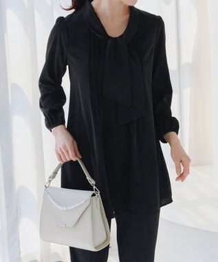 Tiaclasse 【洗える】ボウタイチュニック ブラック