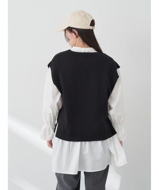 earth music&ecology ＳＥＴ２点Ｖネックベスト＋スタンドカラーチュニック Ivory