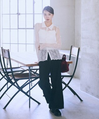 earth music&ecology ストレッチレースシャツ Ivory