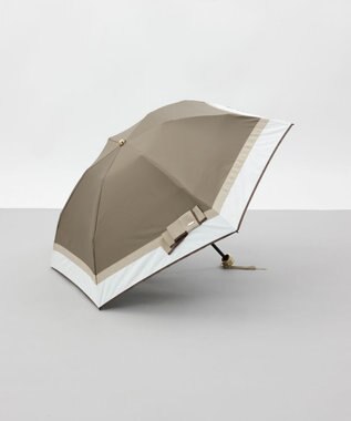 AURORA 【 Beaurance （ビューランス）】サマーシールド リボン/切り継ぎ加工晴雨兼用パラソル傘（折りたたみ傘） カーキ