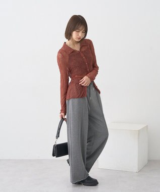 earth music&ecology ストレッチレースシャツ Brown