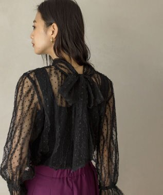 組曲 【前後着用可】チュールフリル ブラウス ブラック系