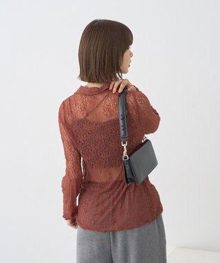 earth music&ecology ストレッチレースシャツ Brown