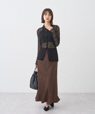 earth music&ecology ストレッチレースシャツ Black