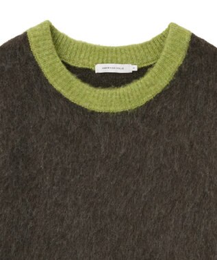 AMERICAN HOLIC 起毛バイカラーニットプルオーバー Brown
