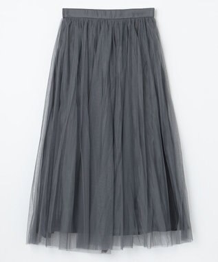 ANY 【ウエストゴム】シャイニーチュールスカート チャコール