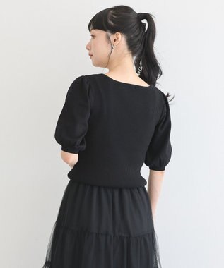 earth music&ecology ビット付きニットプルオーバー Black