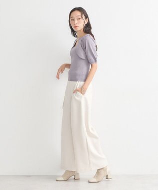 earth music&ecology ビット付きニットプルオーバー Gray