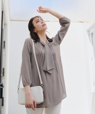 Tiaclasse 【洗える】ボウタイチュニック モカ