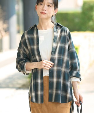 AMERICAN HOLIC イージーケアチェックシャツ【360°着こなしシャツ】 Green