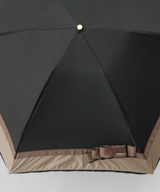 AURORA 【 Beaurance （ビューランス）】サマーシールド リボン/切り継ぎ加工晴雨兼用パラソル傘（折りたたみ傘） ブラック