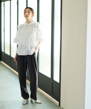 #Newans ロマンティックフリルディテールシャツ ホワイト