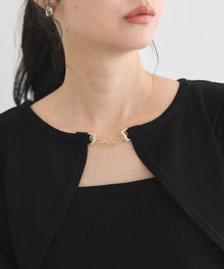 earth music&ecology ビット付きニットプルオーバー Black