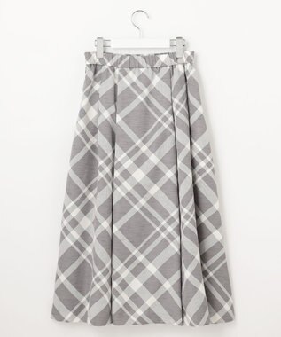自由区 L 【洗える】スラブチェックプリント スカート グレー×オフチェック