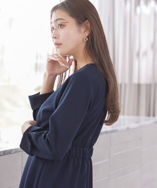 Tiaclasse 【洗える】ハイストレッチジョーゼットワンピース ネイビー